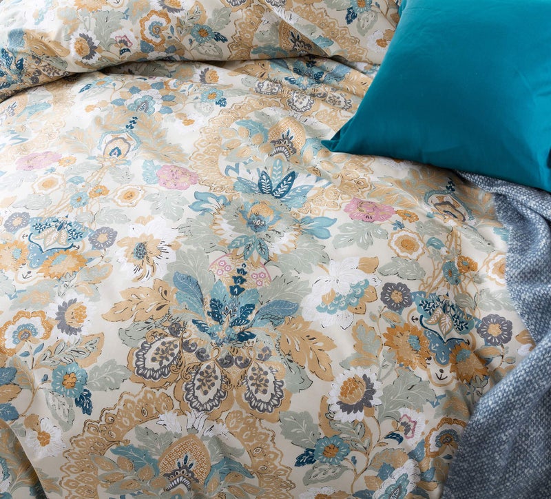 Eikei Home Damask Medallion Luxury Duvet Quilt Cover Boho Paisley Print Bedding Set 400 Thread Count Egyptian Cotton Sateen Vibrant Bohemian Pattern (Majorca, Queen) - Image 2